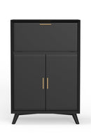 Melbourne Large Bar Cabinet w/Drop Down Tray, Black Alpine