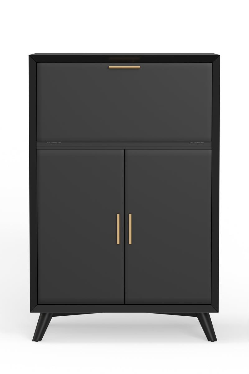 Melbourne Large Bar Cabinet w/Drop Down Tray, Black