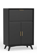 Melbourne Large Bar Cabinet w/Drop Down Tray, Black Alpine