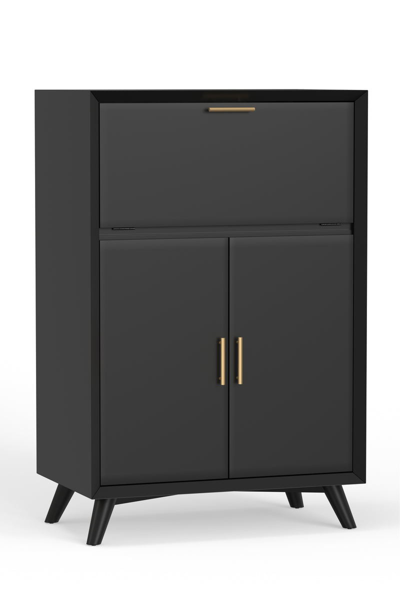 Melbourne Large Bar Cabinet w/Drop Down Tray, Black