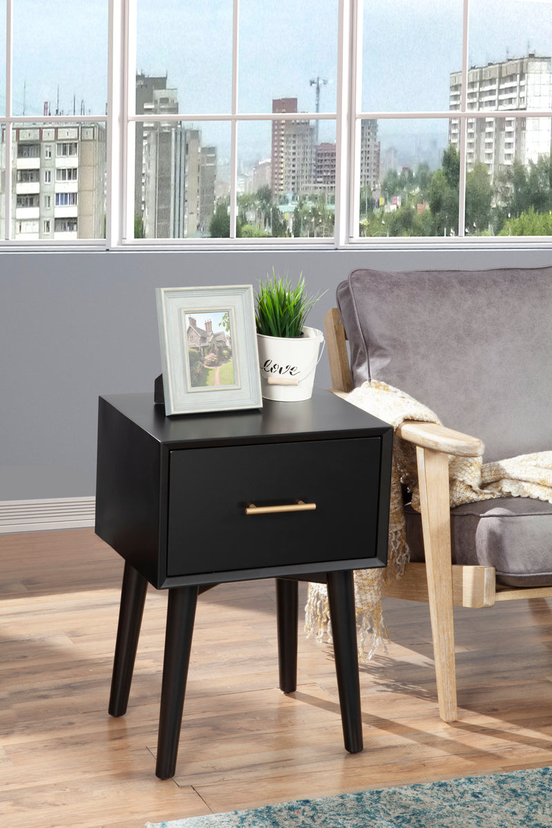 Melbourne Single Drawer End Table, Black