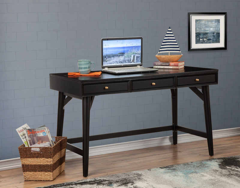 Melbourne Three Drawers Large Desk, Black Alpine