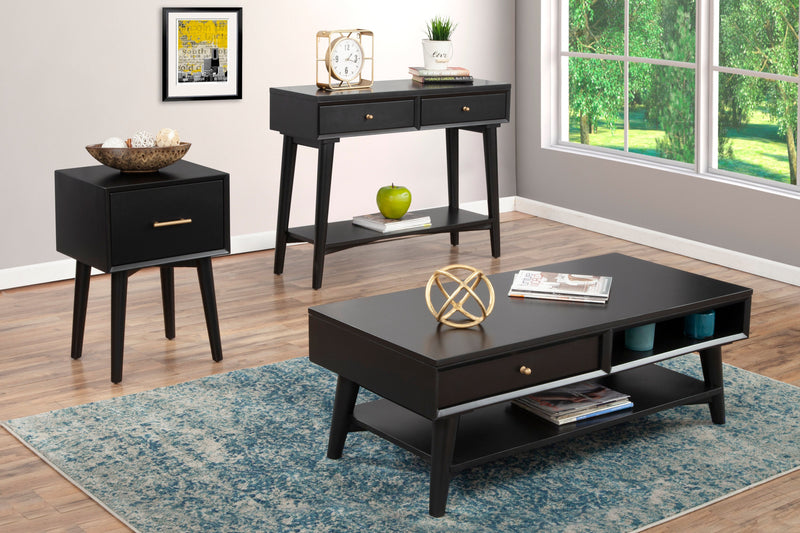 Melbourne One Drawer with Two Way Slides  Coffee Table, Black Alpine