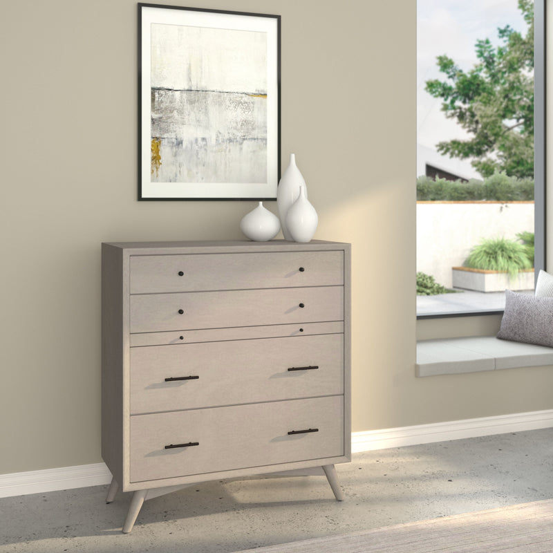 Melbourne 4 Drawer Multifunction Chest w/Pull Out Tray, Gray Alpine