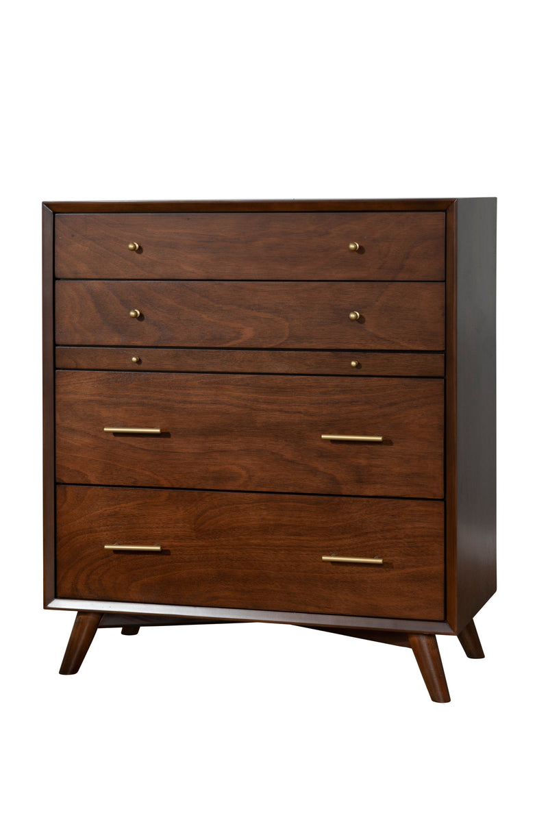 Melbourne 4 Drawer Multifunction Chest w/Pull Out Tray, Walnut Alpine