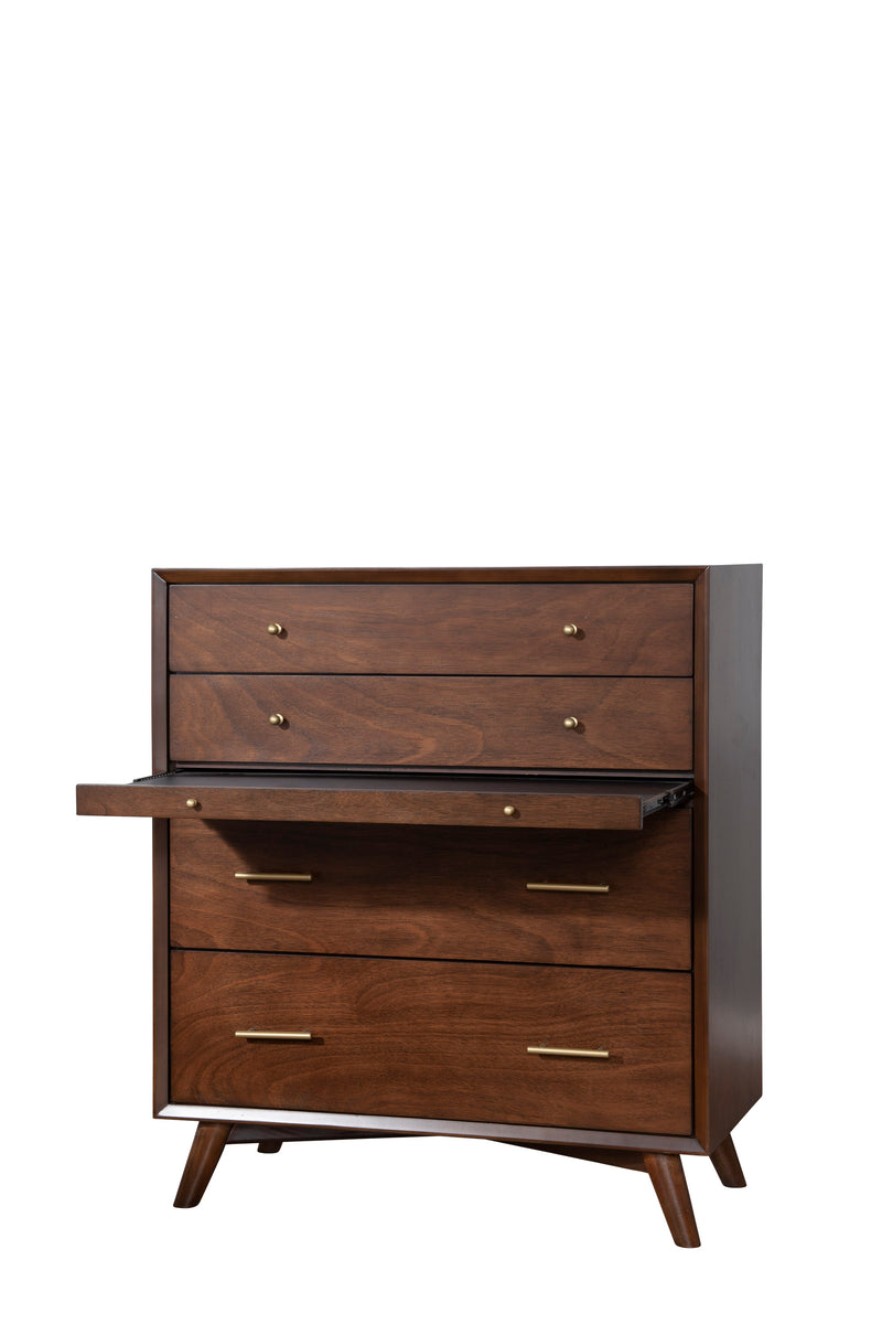 Melbourne 4 Drawer Multifunction Chest w/Pull Out Tray, Walnut