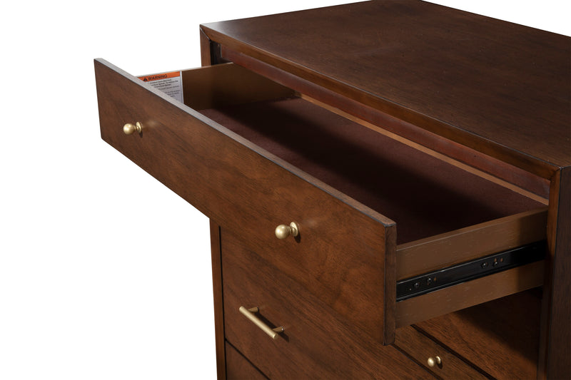 Melbourne 4 Drawer Multifunction Chest w/Pull Out Tray, Walnut