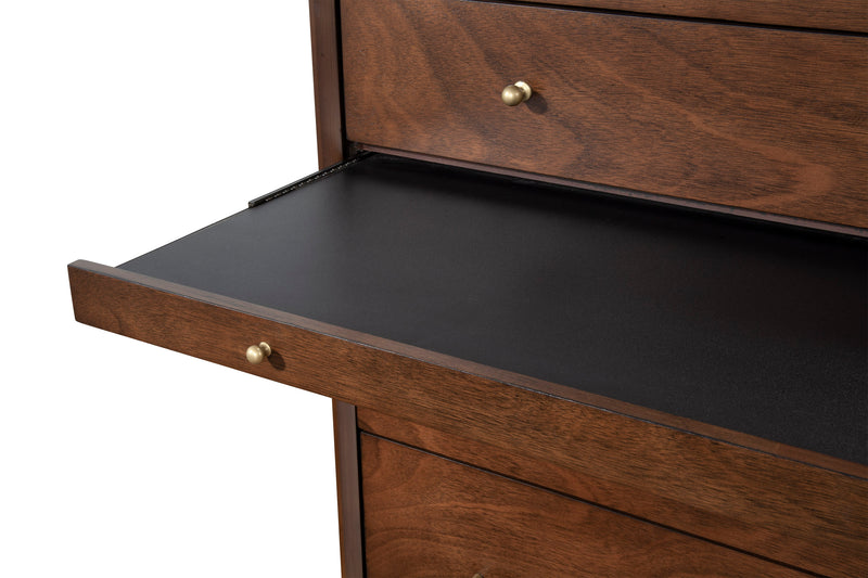 Melbourne 4 Drawer Multifunction Chest w/Pull Out Tray, Walnut