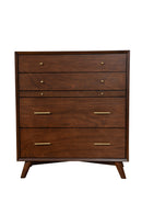 Melbourne 4 Drawer Multifunction Chest w/Pull Out Tray, Walnut Alpine