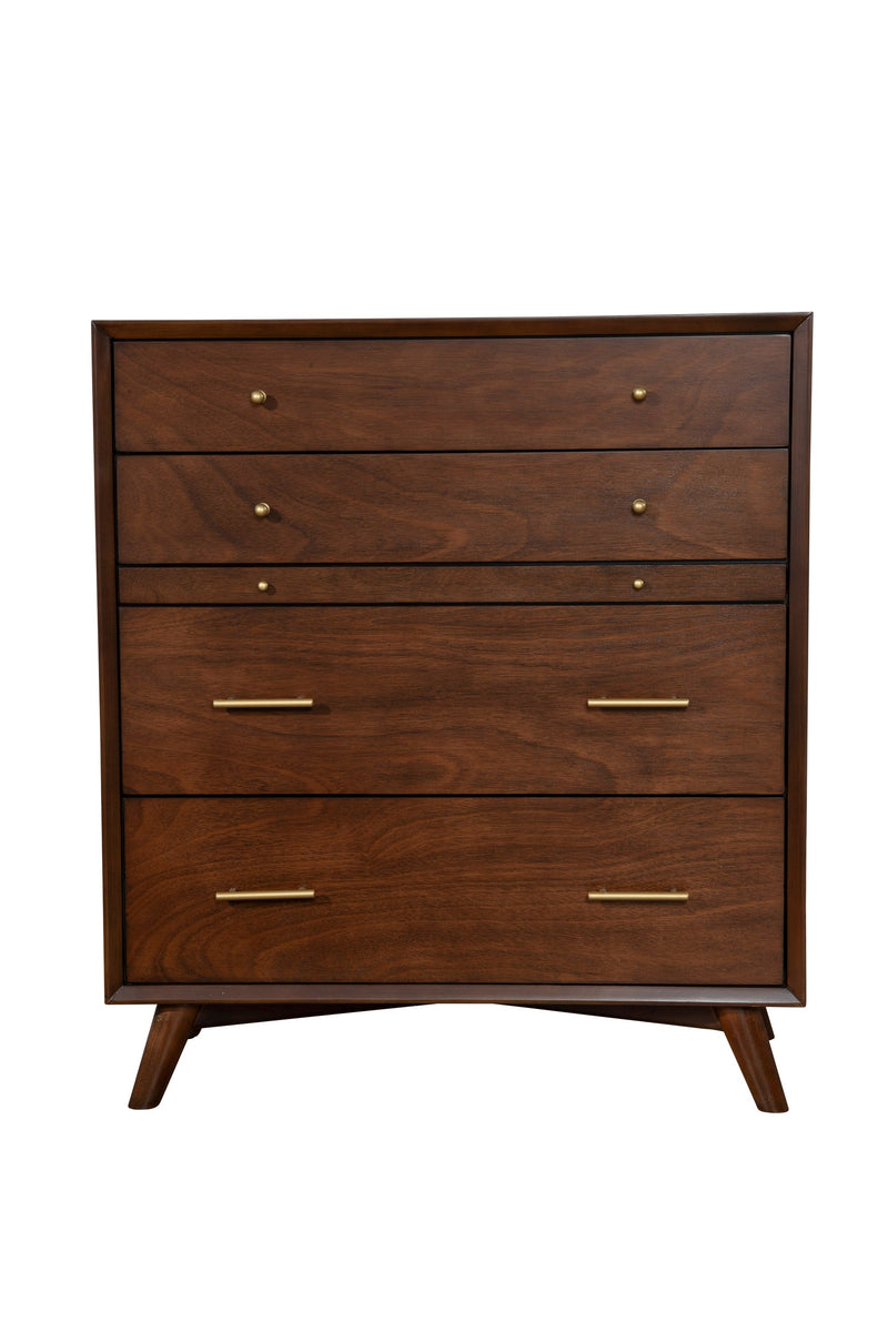 Melbourne 4 Drawer Multifunction Chest w/Pull Out Tray, Walnut Alpine
