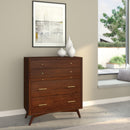 Melbourne 4 Drawer Multifunction Chest w/Pull Out Tray, Walnut Alpine