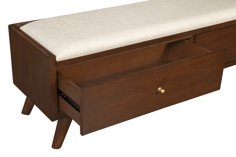 Melbourne 2 Drawers Bench, Walnut