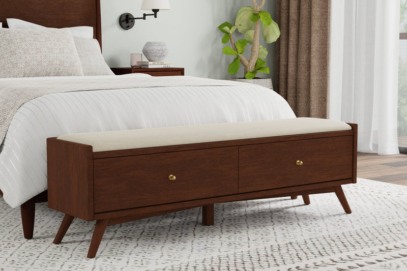 Melbourne 2 Drawers Bench, Walnut Alpine
