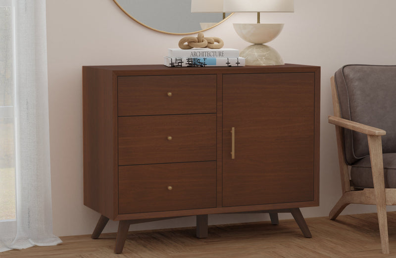 Melbourne 3 Drawers & 1 Door Accent Cabinet, Walnut Alpine