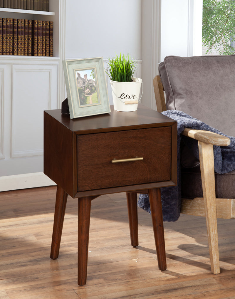 Melbourne Single Drawer End Table, Walnut