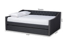 Erla Dark Gray Fabric Upholstered Full Size Daybed w/Roll-Out Trundle Bed Baxton
