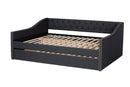 Erla Dark Gray Fabric Upholstered Queen Size Daybed w/Roll-Out Trundle Bed Baxton