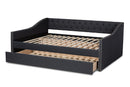Erla Dark Gray Fabric Upholstered Full Size Daybed w/Roll-Out Trundle Bed Baxton