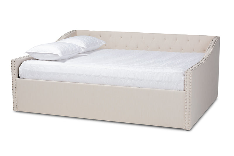 Erla Modern and Contemporary Beige Fabric Upholstered Queen Size Daybed