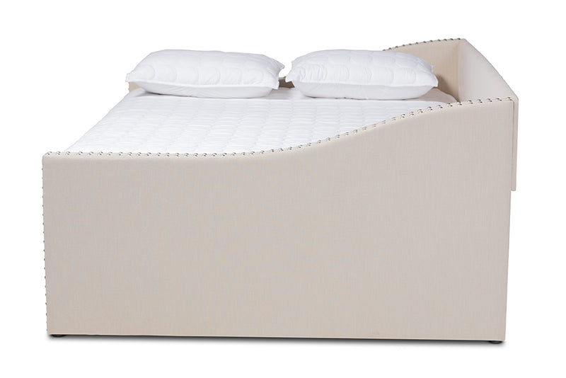 Erla Modern and Contemporary Beige Fabric Upholstered Queen Size Daybed