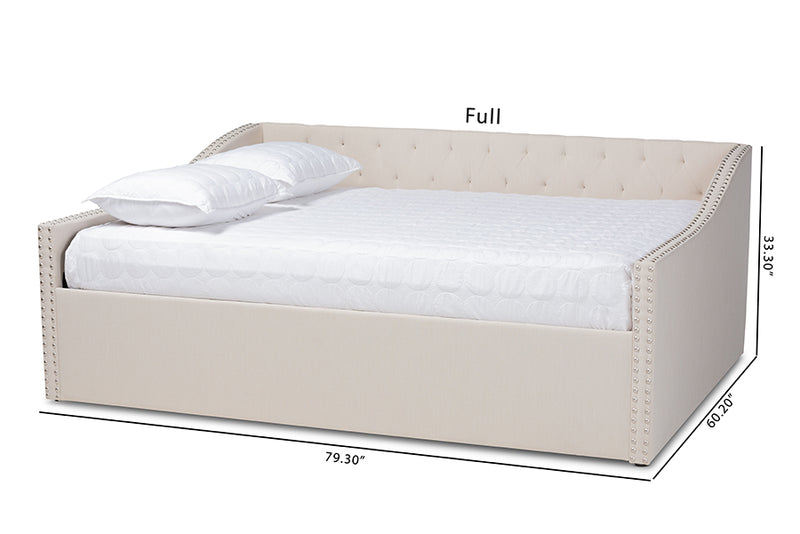 Erla Modern and Contemporary Beige Fabric Upholstered Queen Size Daybed