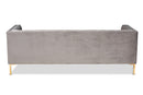 Apollonia Gray Velvet Upholstered Gold Finished Sofa Baxton