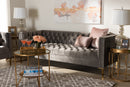 Apollonia Gray Velvet Upholstered Gold Finished Sofa Baxton