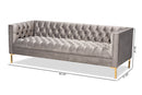 Apollonia Gray Velvet Upholstered Gold Finished Sofa Baxton