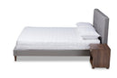 Huntley Light Gray Fabric Upholstered Queen Size Platform Bed w/Two Nightstands Baxton