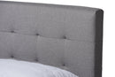 Huntley Light Gray Fabric Upholstered Queen Size Platform Bed w/Two Nightstands Baxton