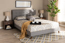 Huntley Light Gray Fabric Upholstered Queen Size Platform Bed w/Two Nightstands Baxton
