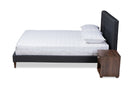 Huntley Dark Gray Fabric Upholstered Queen Size Platform Bed w/Two Nightstands Baxton