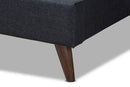 Huntley Dark Gray Fabric Upholstered Queen Size Platform Bed w/Two Nightstands Baxton