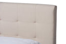 Huntley Beige Fabric Upholstered Queen Size Platform Bed w/Two Nightstands Baxton