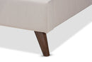 Huntley Beige Fabric Upholstered Queen Size Platform Bed w/Two Nightstands Baxton