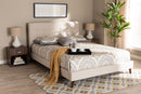 Huntley Beige Fabric Upholstered Queen Size Platform Bed w/Two Nightstands Baxton