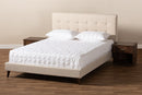 Huntley Beige Fabric Upholstered Queen Size Platform Bed w/Two Nightstands Baxton