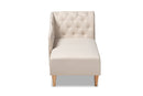 Anabella Beige Fabric Upholstered Oak Finished Chaise Lounge Baxton