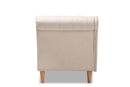 Anabella Beige Fabric Upholstered Oak Finished Chaise Lounge Baxton