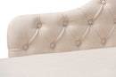 Anabella Beige Fabric Upholstered Oak Finished Chaise Lounge Baxton