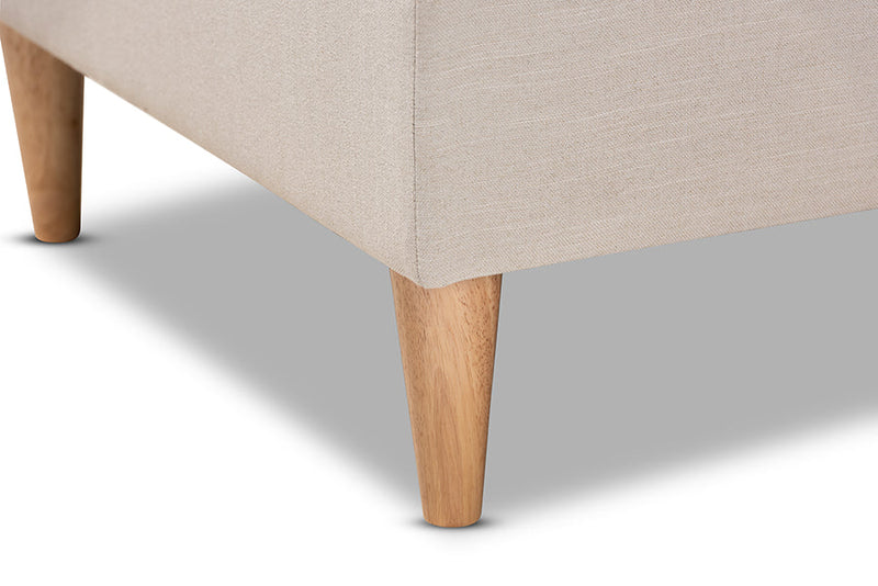 Anabella Beige Fabric Upholstered Oak Finished Chaise Lounge Baxton