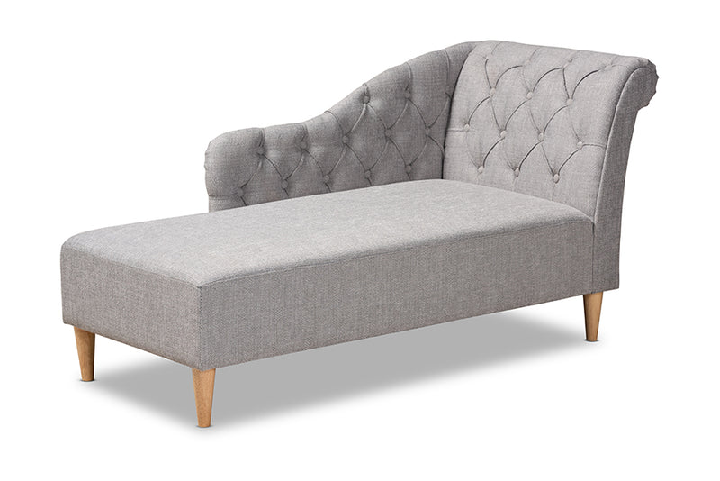 Anabella Modern and Contemporary Gray Fabric Upholstered Oak Finished Chaise Lounge