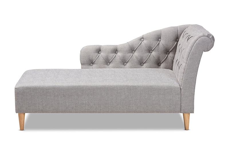 Anabella Modern and Contemporary Gray Fabric Upholstered Oak Finished Chaise Lounge