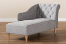 Anabella Gray Fabric Upholstered Oak Finished Chaise Lounge Baxton