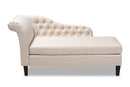 Andrea Beige Fabric Upholstered Black Finished Chaise Lounge Baxton