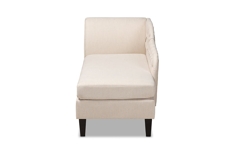 Andrea Beige Fabric Upholstered Black Finished Chaise Lounge Baxton