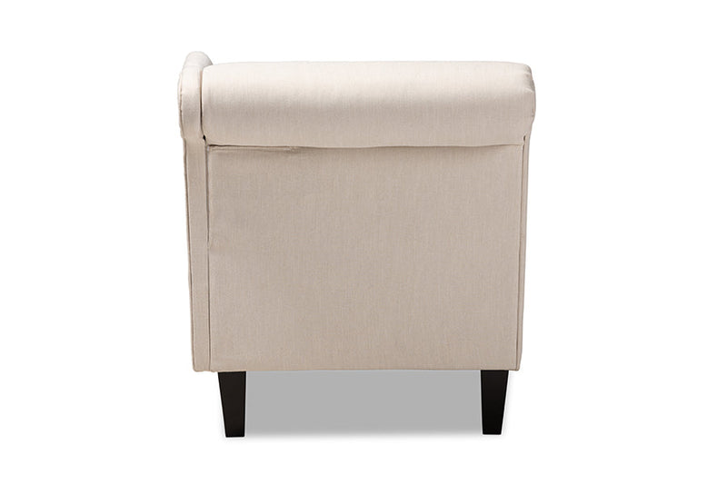 Andrea Beige Fabric Upholstered Black Finished Chaise Lounge Baxton
