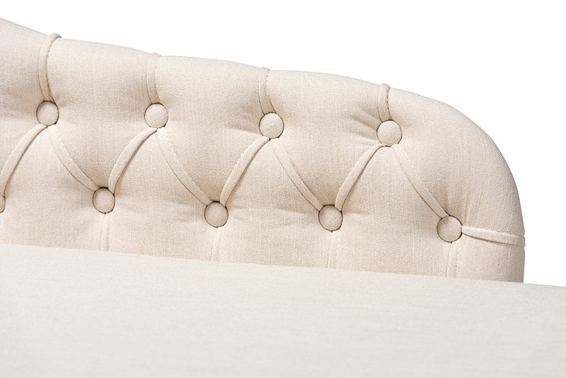 Andrea Beige Fabric Upholstered Black Finished Chaise Lounge Baxton