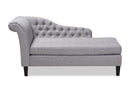 Andrea Gray Fabric Upholstered Black Finished Chaise Lounge Baxton
