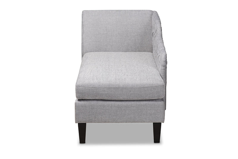 Andrea Gray Fabric Upholstered Black Finished Chaise Lounge Baxton